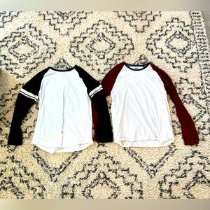 Men’s Long Sleeve Shirt Lot Forever 21 & Old Navy Color Block Baseball Style XL